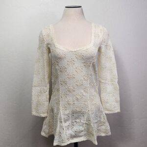 FREE PEOPLE || Ivory Lace Detail Top